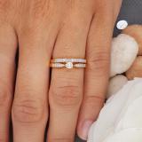 0.25 Carat (ctw) 14K Yellow Gold Round Diamond Ladies Bridal Engagement Ring Matching Band Wedding Set 1/4 CT