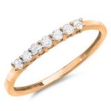 0.25 Carat (ctw) 10k Rose Gold Round Diamond Ladies 7 Stone Anniversary Wedding Band Stackable Ring 1/4 CT