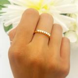 0.25 Carat (ctw) 10k Yellow Gold Round Diamond Ladies 7 Stone Anniversary Wedding Band Stackable Ring 1/4 CT