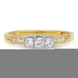 0.50 Carat (ctw) 10K Yellow Gold Princess Cut Diamond Ladies 3 Stone Bridal Engagement Ring 1/2 CT