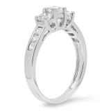 1.00 Carat (ctw) 10K White Gold Princess Cut Diamond Ladies 3 Stone Bridal Engagement Ring 1 CT
