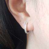 0.20 Carat (ctw) 10K White Gold Round Diamond Ladies Hoop Earrings 1/5 CT