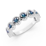 0.33 Carat (ctw) Sterling Silver Round Blue Diamond Ladies Anniversary Wedding Stackable Band 1/3 CT