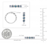 0.33 Carat (ctw) Sterling Silver Round Blue Diamond Ladies Anniversary Wedding Stackable Band 1/3 CT