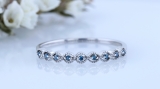 0.10 Carat (ctw) Sterling Silver Round Blue Diamond Ladies Anniversary Wedding Stackable Band Ring 1/10 CT