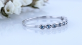 0.10 Carat (ctw) Sterling Silver Round Blue Diamond Ladies Anniversary Wedding Stackable Band Ring 1/10 CT