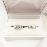 0.15 Carat (ctw) 925 Sterling Silver Round White Diamond Micro Pave Engagement Trio Ring Set
