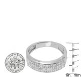 0.14 Carat (ctw) Sterling Silver Round White Diamond Men's Micro Pave Hip Hop Wedding Band