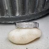 0.14 Carat (ctw) Sterling Silver Round White Diamond Men's Micro Pave Hip Hop Wedding Band