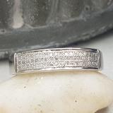 0.14 Carat (ctw) Sterling Silver Round White Diamond Men's Micro Pave Hip Hop Wedding Band
