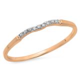 0.05 Carat (ctw) 10K Rose Gold Round White Diamond Ladies Bridal Anniversary Ring Wedding Guard Band