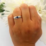 0.30 Carat (cttw) Round Blue and White Diamond Bridal Engagement Ring Set 1/3 CT 14K White Gold