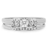 0.30 Carat (ctw) 18K White Gold Round White Diamond Ladies Bridal Engagement Ring Set 1/3 CT