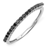 0.25 Carat (ctw) Sterling Silver Round Black Real Diamond Ladies Wedding Anniversary Stackable Band 1/4 CT