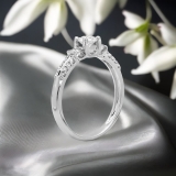 0.55 Carat (ctw) 14k White Gold Round Diamond Ladies 3 Stone Bridal Unique Engagement Ring 1/2 CT