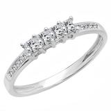 0.50 Carat (ctw) 14k White Gold Princess Cut Diamond Ladies Anniversary Wedding Band Stackable Ring 1/2 CT