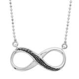 0.05 Carat (ctw) Sterling Silver Round Black Diamond Ladies Infinity Shape Solitaire Pendant