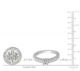 0.50 Carat (ctw) 14k White Gold Princess and Round Diamond Ladies Solitaire With Accents Bridal Engagement Ring 1/2 CT