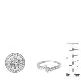 0.10 Carat (ctw) 10k White Gold Round Diamond Ladies Bridal Marquise Shaped Bypass Engagement Promise Ring 1/10 CT