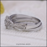 0.33 Carat (ctw) Round White Diamond Ladies Bridal Engagement Ring Set 1/3 CT Sterling Silver