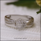 0.33 Carat (ctw) Round White Diamond Ladies Bridal Engagement Ring Set 1/3 CT Sterling Silver