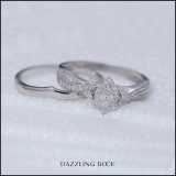 0.33 Carat (ctw) Round White Diamond Ladies Bridal Engagement Ring Set 1/3 CT Sterling Silver