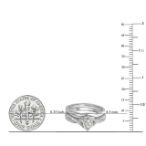 0.33 Carat (ctw) Round White Diamond Ladies Bridal Engagement Ring Set 1/3 CT Sterling Silver