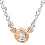 0.25 Carat (ctw) 14K Rose Gold Round Diamond Ladies Bezel Set Solitaire Pendant 1/4 CT