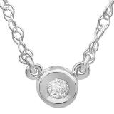 0.50 Carat (ctw) 14K White Gold Round Diamond Ladies Bezel Set Solitaire Pendant 1/2 CT