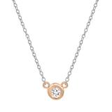 0.05 Carat (ctw) 14k Rose Gold Round Diamond Ladies Bezel Set Solitaire Pendant 1/20 CT