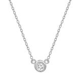 0.05 Carat (ctw) 14k White Gold Round Diamond Ladies Bezel Set Solitaire Pendant 1/20 CT