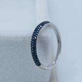 0.20 Carat (ctw) 10k White Gold Round Blue Diamond Ladies Bridal Anniversary Wedding Band Stackable Ring 1/5 CT
