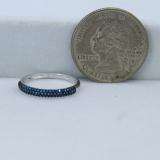 0.20 Carat (ctw) 10k White Gold Round Blue Diamond Ladies Bridal Anniversary Wedding Band Stackable Ring 1/5 CT
