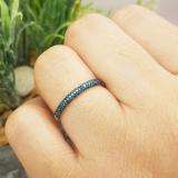 0.20 Carat (ctw) 10k White Gold Round Blue Diamond Ladies Bridal Anniversary Wedding Band Stackable Ring 1/5 CT