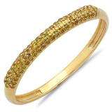 0.20 Carat (ctw) 10k Yellow Gold Round Yellow Diamond Ladies Bridal Anniversary Wedding Band Stackable Ring 1/5 CT