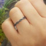 0.20 Carat (ctw) 14K White Gold Round Blue Diamond Ladies Swirl Anniversary Wedding Band Stackable Ring 1/5 CT