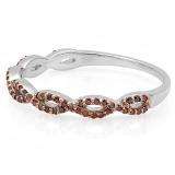 0.20 Carat (ctw) 10K White Gold Round Red Diamond Ladies Swirl Anniversary Wedding Band Stackable Ring 1/5 CT