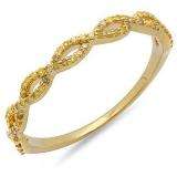 0.20 Carat (ctw) 10K Yellow Gold Round Yellow Diamond Ladies Swirl Anniversary Wedding Band Stackable Ring 1/5 CT