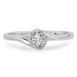 0.12 Carat (ctw) 14K White Gold Round Cut Diamond Ladies Twisted Style Solitaire Bridal Promise Ring