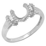 0.20 Carat (ctw) 14k White Gold Round & Baguette Diamond Ladies Anniversary Wedding Band Enhancer Guard Ring 1/5 CT