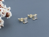 0.06 Carat (ctw) Round White Diamond Men's Hip Hop Iced Stud Earrings 14K Yellow Gold