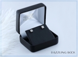 0.06 Carat (ctw) Round White Diamond Men's Hip Hop Iced Stud Earrings Sterling Silver