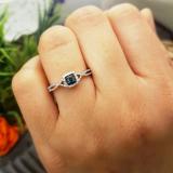 0.15 Carat (ctw) 10k White Gold Round Cut Blue and White Diamond Ladies Crossover Split Shank Engagement Bridal Promise Ring