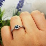 0.15 Carat (ctw) 10k White Gold Round Cut Blue and White Diamond Ladies Crossover Split Shank Engagement Bridal Promise Ring