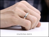 0.12 Carat (ctw) 18K Yellow Gold Plated Sterling Silver Round Diamond Men's Seven Stone Wedding Band
