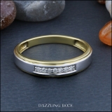 0.12 Carat (ctw) 18K Yellow Gold Plated Sterling Silver Round Diamond Men's Seven Stone Wedding Band