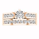 1.00 Carat (ctw) 10k Rose Gold Round Diamond Ladies Bridal Engagement Ring Set With Matching Band 1 CT