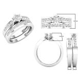 1.00 Carat (ctw) 10k White Gold Round Diamond Ladies Bridal Engagement Ring Set With Matching Band 1 CT