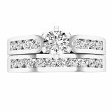 1.00 Carat (ctw) 18k White Gold Round Diamond Ladies Bridal Engagement Ring Set With Matching Band 1 CT