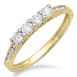 0.50 Carat (ctw) 14K Yellow Gold Round Diamond Ladies Bridal Anniversary Wedding Band Stackable Ring 1/2 CT